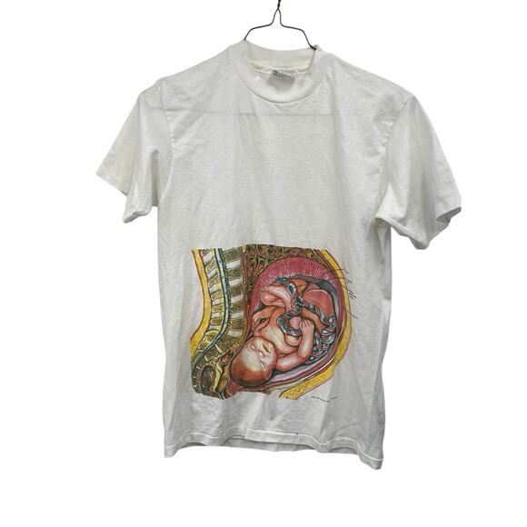 Vintage Anatomical Chart Company T-Shirt 1987 Baby In The Womb Hanes Size Medium - Picture 1 of 12